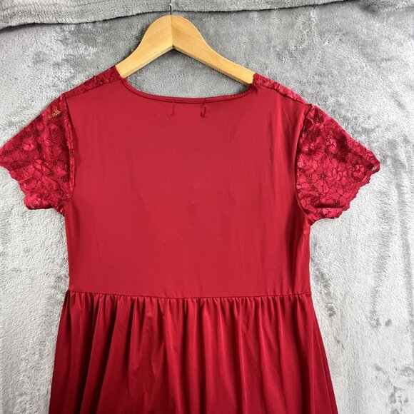 Amoureuse Dress Womens Medium Lace Short Sleeve V Neck Empire Maxi Gown Elegant - Picture 4 of 9